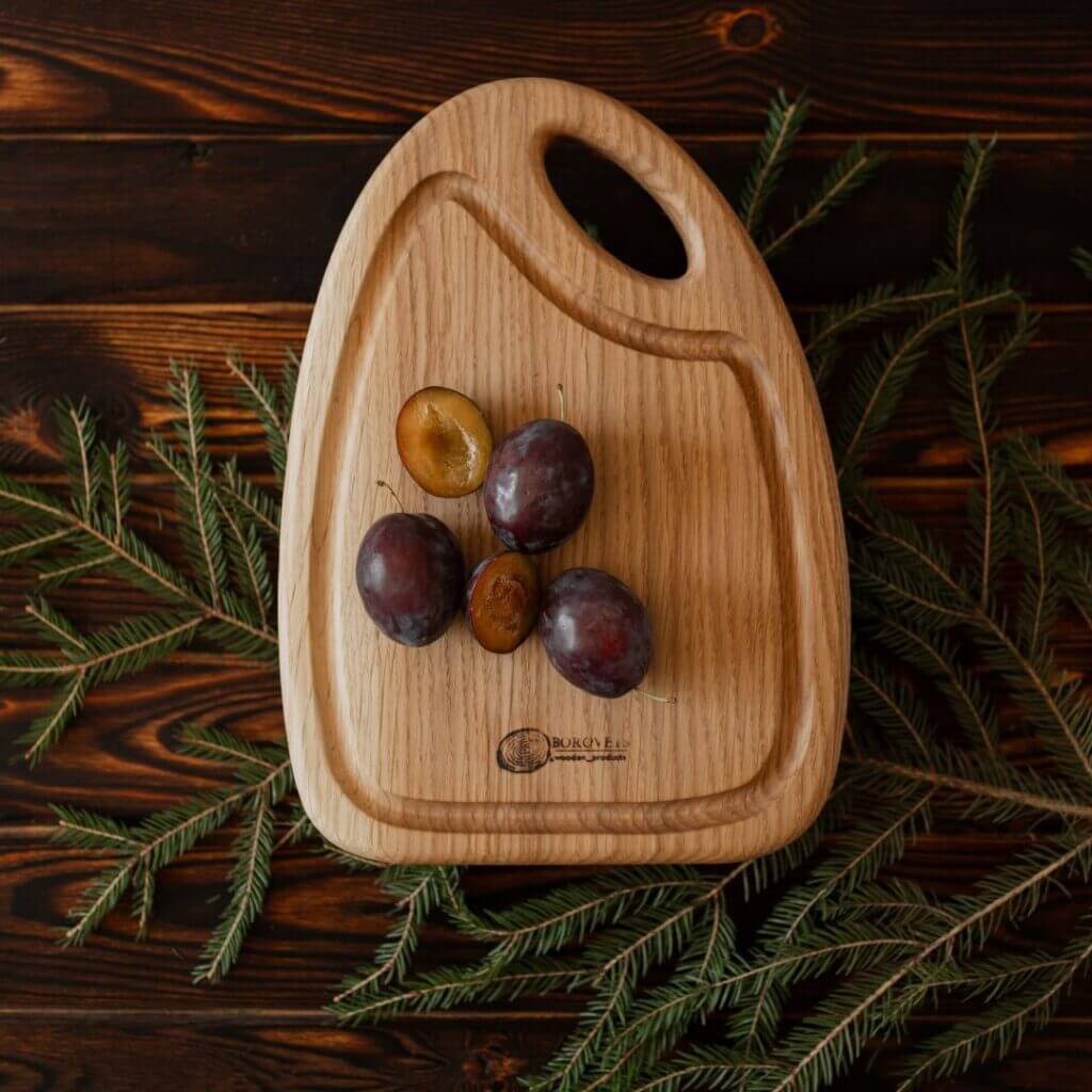 Дошка "Бочка 02" Дубова Кухонна Для Нарізання 32*22 см