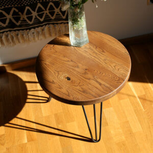 Кавовий Столик "Ванахейм" Дуб 50*45 см на Металевих Чорних Ніжках