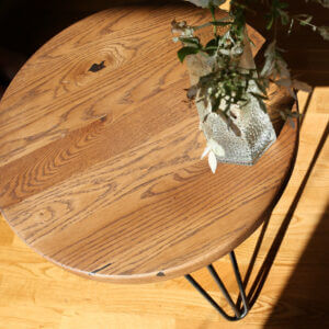 Кавовий Столик "Ванахейм" Дуб 50*45 см на Металевих Чорних Ніжках