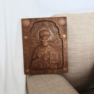 Дерев’яна Ікона "Святий Миколай Чудотворець" 25*20 см Дуб