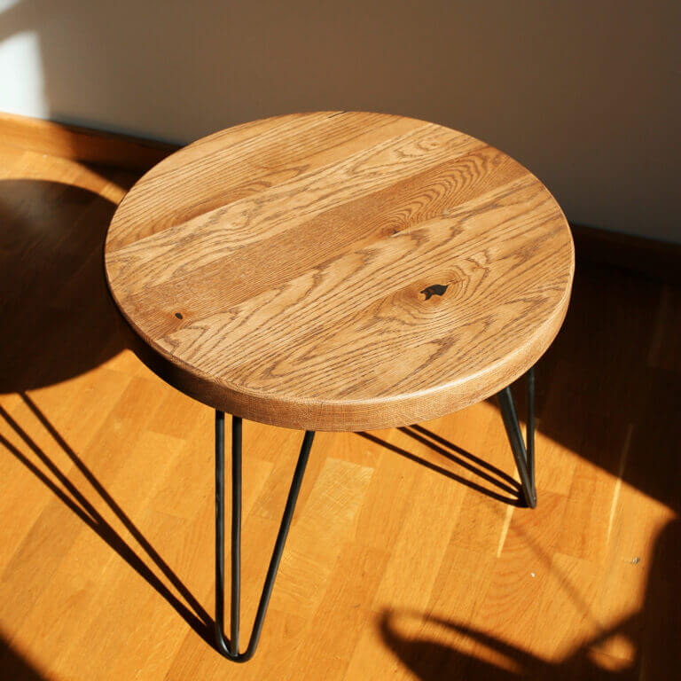 Кавовий Столик "Ванахейм" Дуб 50*45 см на Металевих Чорних Ніжках