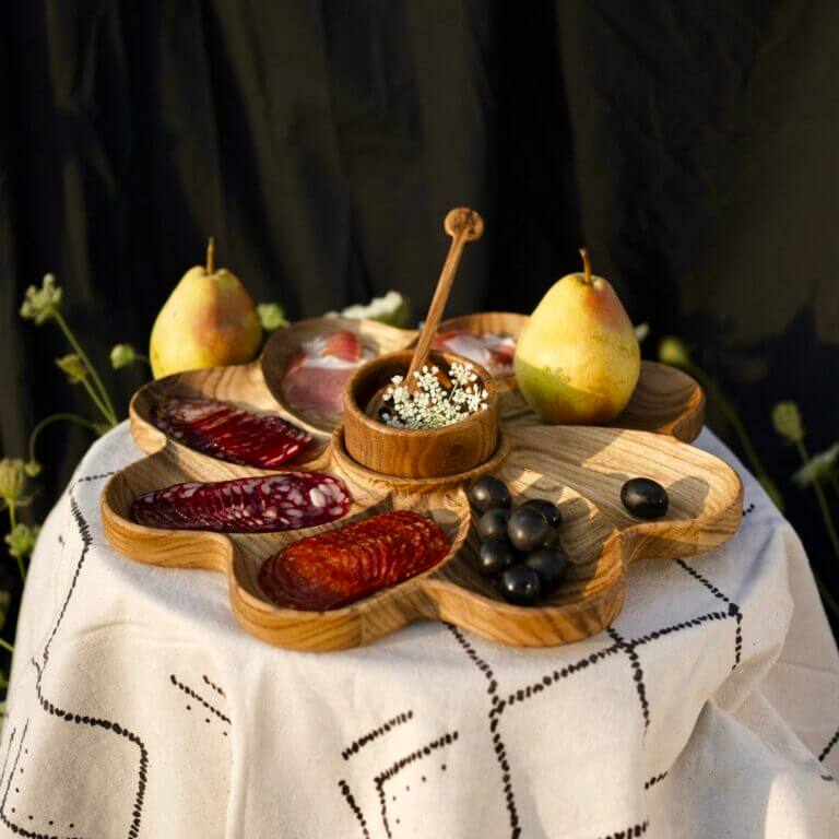 Комплект для подачі закусок "Менажниця Анемона + Піалка + Медівничка"