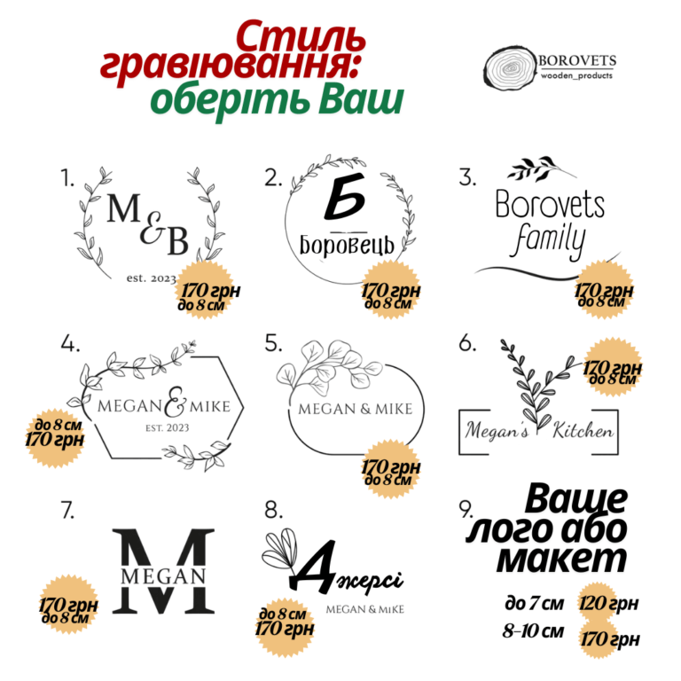 Індивідуальне гравіювання попередньо узгоджено із клієнтом